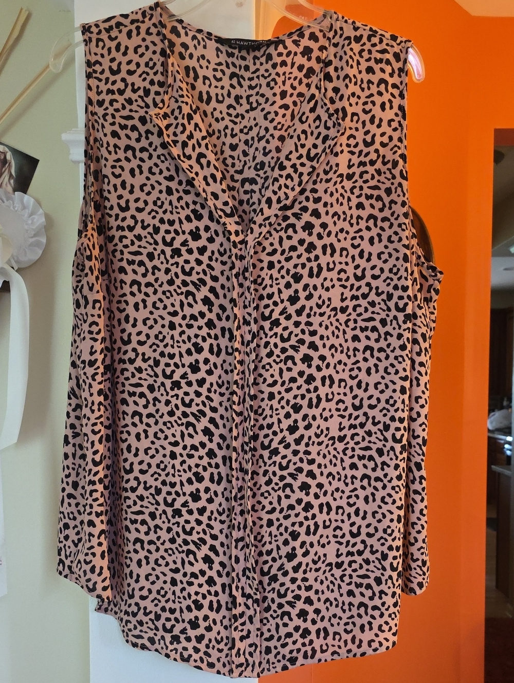 41 Hawthorn Tan & Black Leopard Bryse Pleat Detail Sleeveless Blouse-STITCH FIX